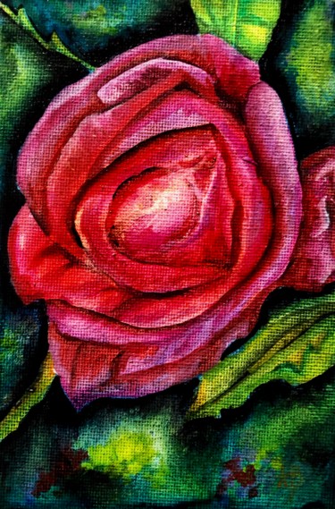 Painting titled "Coeur de rose" by Anne Brigaud, Original Artwork, Marker