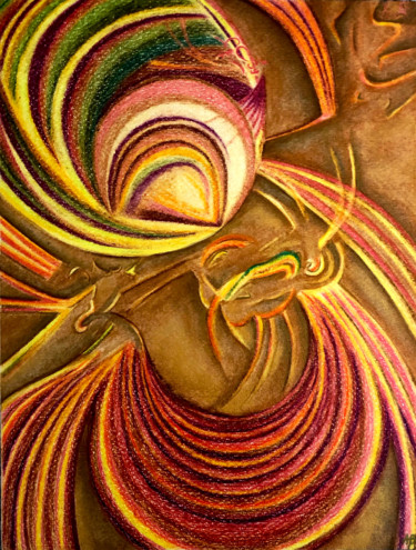 Pintura titulada "Fractale dorée" por Anne Brigaud, Obra de arte original, Lápiz