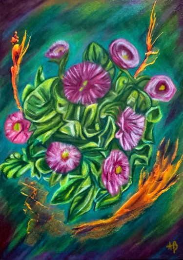 Peinture intitulée "Fleurs de balcon #3" par Anne Brigaud, Œuvre d'art originale, Crayon