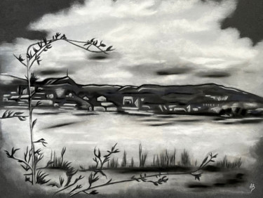 Painting titled "Monts d’Auvergne" by Anne Brigaud, Original Artwork, Charcoal