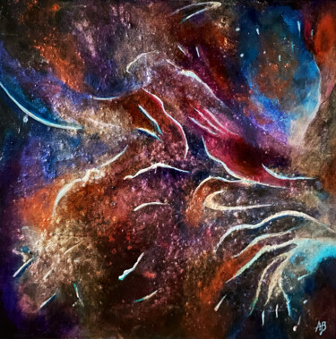 Malerei mit dem Titel "Galaxie filante" von Anne Brigaud, Original-Kunstwerk, Acryl