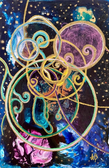 Painting titled "Mélodie des cercles" by Anne Brigaud, Original Artwork, Acrylic
