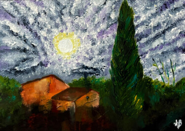Peinture intitulée "Ciel floconneux" par Anne Brigaud, Œuvre d'art originale, Acrylique