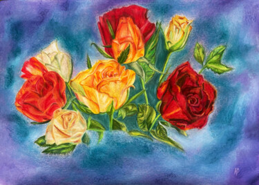 绘画 标题为“Fleurs du dimanche” 由Anne Brigaud, 原创艺术品, 粉彩