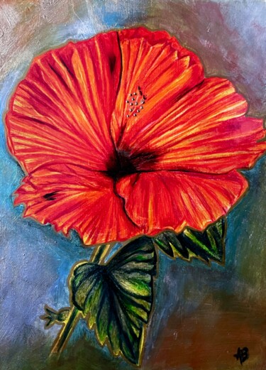 Peinture intitulée "Hibiscus #2" par Anne Brigaud, Œuvre d'art originale, Crayon