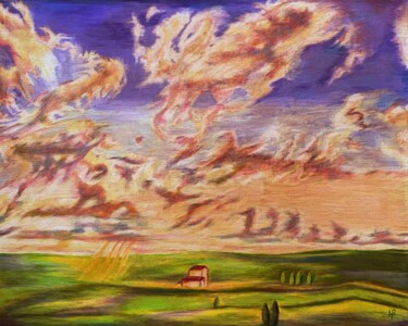 Painting titled "Nuages #12" by Anne Brigaud, Original Artwork, Wax