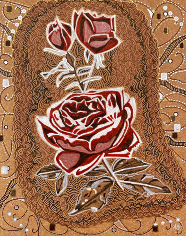 Peinture intitulée "Fleurs rétro" par Anne Brigaud, Œuvre d'art originale, Marqueur