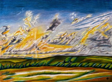 Painting titled "Nuages #30" by Anne Brigaud, Original Artwork, Pencil