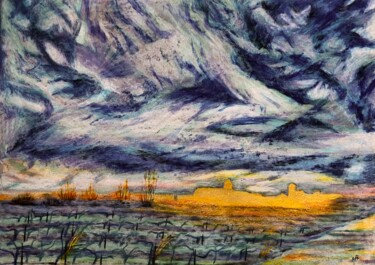 Painting titled "Nuages #51" by Anne Brigaud, Original Artwork, Pastel