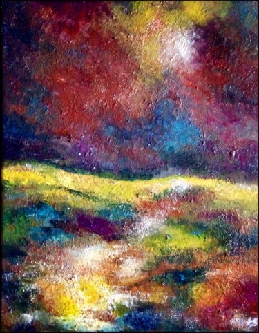 Painting titled "Cielo de sangre" by Anne Brigaud, Original Artwork