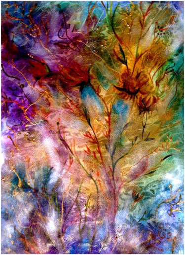 Peinture intitulée "Chardons multicolor…" par Anne Brigaud, Œuvre d'art originale