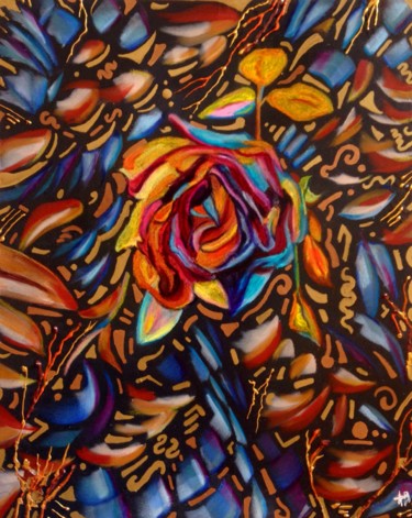 Painting titled "Coeur en mosaïque" by Anne Brigaud, Original Artwork