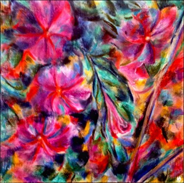 Pintura intitulada "Compagnie d'hibiscus" por Anne Brigaud, Obras de arte originais