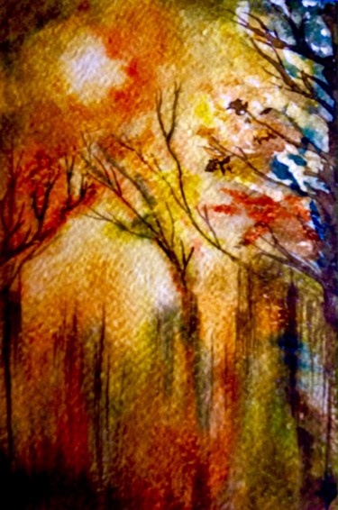 Painting titled "Soleil caché" by Anne Brigaud, Original Artwork