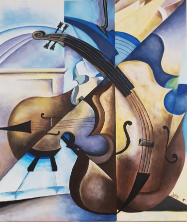 Pittura intitolato "Violon dans tous se…" da Anne Brunello, Opera d'arte originale, Acrilico