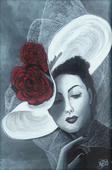 Schilderij getiteld "femme-en-noir-et-bl…" door Anne Brunello, Origineel Kunstwerk, Acryl