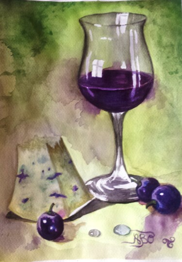 Painting titled "A votre santé!" by Anne Brunello, Original Artwork, Watercolor