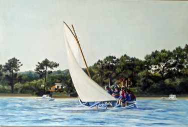 Peinture intitulée "Bassin d'Arcachon "…" par Anne Burdin, Œuvre d'art originale, Huile