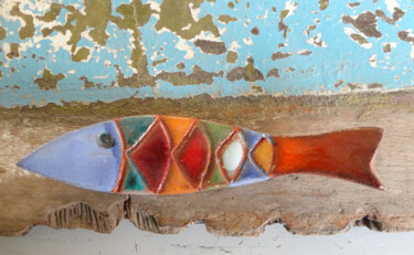 Sculpture titled "Grande sardine mult…" by Anne Cabon, Original Artwork, Ceramics