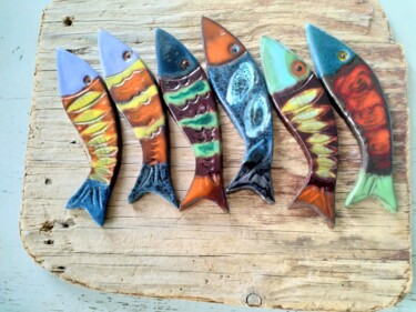 Sculpture titled "grandes sardines in…" by Anne Cabon, Original Artwork, Ceramics