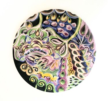 Sculpture titled "Assiette en faïence…" by Anne Cabon, Original Artwork, Ceramics