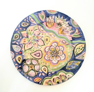 Sculpture titled "Assiette en faïence…" by Anne Cabon, Original Artwork, Ceramics