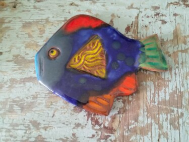 Sculpture titled "Poisson exotique 00…" by Anne Cabon, Original Artwork, Ceramics