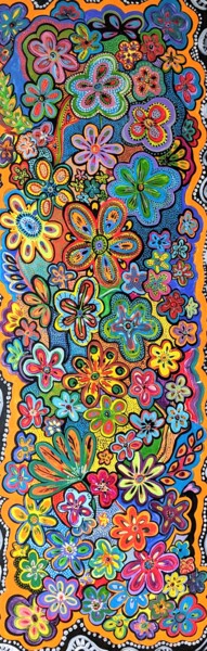 Pintura intitulada "fleurs stylisées" por Anne Cabon, Obras de arte originais, Acrílico
