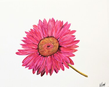 Painting titled "tournesol rose sur…" by Anne Cabon, Original Artwork, Acrylic