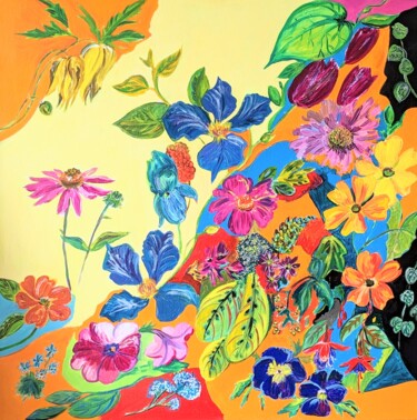 "Fleurs 2 sur toile" başlıklı Tablo Anne Cabon tarafından, Orijinal sanat, Akrilik