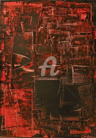 Peinture intitulée "" Red misli" 005" par Carlann, Œuvre d'art originale