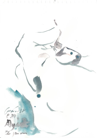 Drawing titled "Étude pour Vénus - 2" by Anne Cardot, Original Artwork, Watercolor