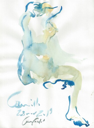 Dessin intitulée "Nu 13" par Anne Cardot, Œuvre d'art originale, Aquarelle