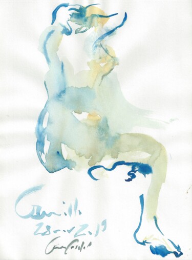 Drawing titled "Nu 13" by Anne Cardot, Original Artwork, Watercolor