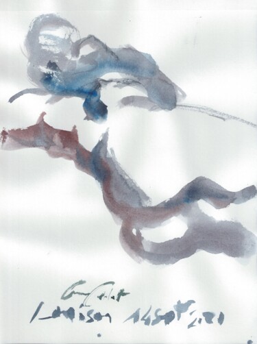 Drawing titled "Nu 25 - Mouvement" by Anne Cardot, Original Artwork, Watercolor