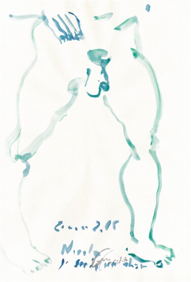 Dessin intitulée "Nu masculin 4 - Je…" par Anne Cardot, Œuvre d'art originale, Aquarelle