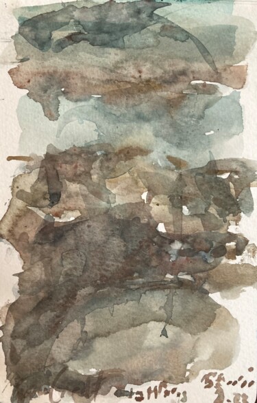 Dessin intitulée "Plage du Cotentin -…" par Anne Cardot, Œuvre d'art originale, Aquarelle