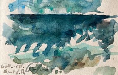 Desenho intitulada "Plage du Cotentin A…" por Anne Cardot, Obras de arte originais, Aquarela