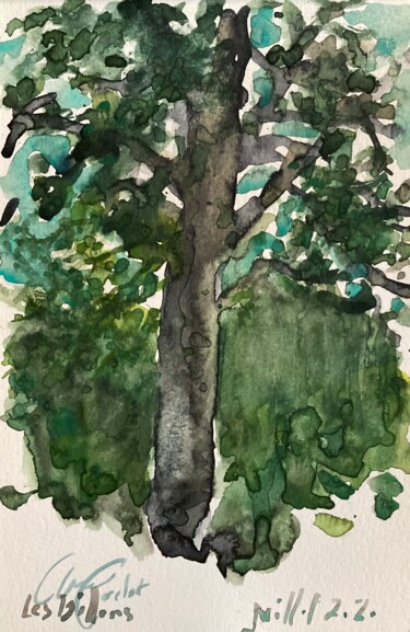 Drawing titled "Arbre - Les Billons…" by Anne Cardot, Original Artwork, Watercolor