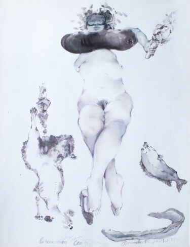 Zeichnungen mit dem Titel "Cendrillon en Renom…" von Anne Cardot, Original-Kunstwerk, Tinte