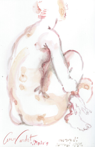 Dessin intitulée "petit nu en pied as…" par Anne Cardot, Œuvre d'art originale, Aquarelle