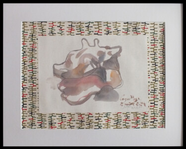 Рисунок под названием "Coquillages n°1" - Anne Cardot, Подлинное произведение искусства, Акварель Установлен на картон