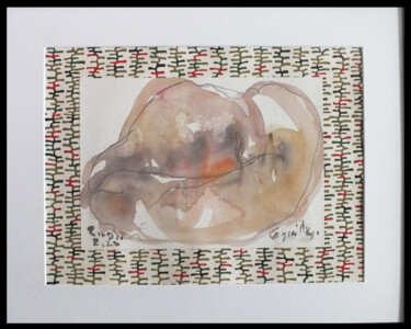 Drawing titled "Coquillage n°3" by Anne Cardot, Original Artwork, Watercolor Mounted on Cardboard
