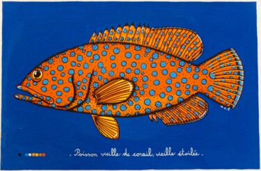 Картина под названием "ACL524,Poisson viei…" - Anne-Catherine Levieux (Nuances de Gouaches), Подлинное произведение искусств…