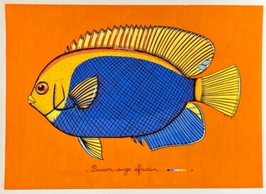 Peinture intitulée "ACL568,Poisson Ange…" par Anne-Catherine Levieux (Nuances de Gouaches), Œuvre d'art originale, Gouache