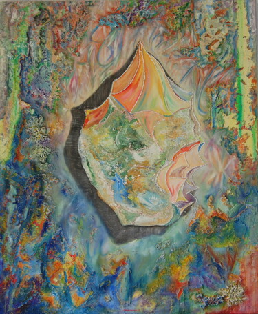 Painting titled "Matrice-Univers" by Anne Charbonnier, Original Artwork, Acrylic Mounted on Wood Stretcher frame