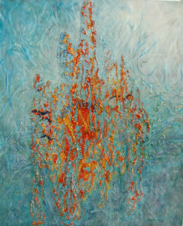 Картина под названием "L'horizon bleu du r…" - Anne Charbonnier, Подлинное произведение искусства, Масло Установлен на Дерев…