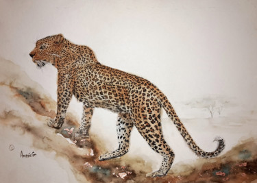 Painting titled "Leopard" by Anniegc, Original Artwork