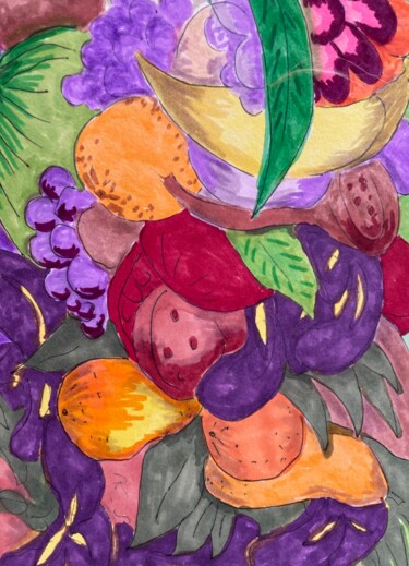 Dibujo titulada "Triptyque 3" por Anne Coupe, Obra de arte original, Rotulador