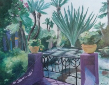 Painting titled "Jardin Marocain" by Anne Dahirel, Original Artwork